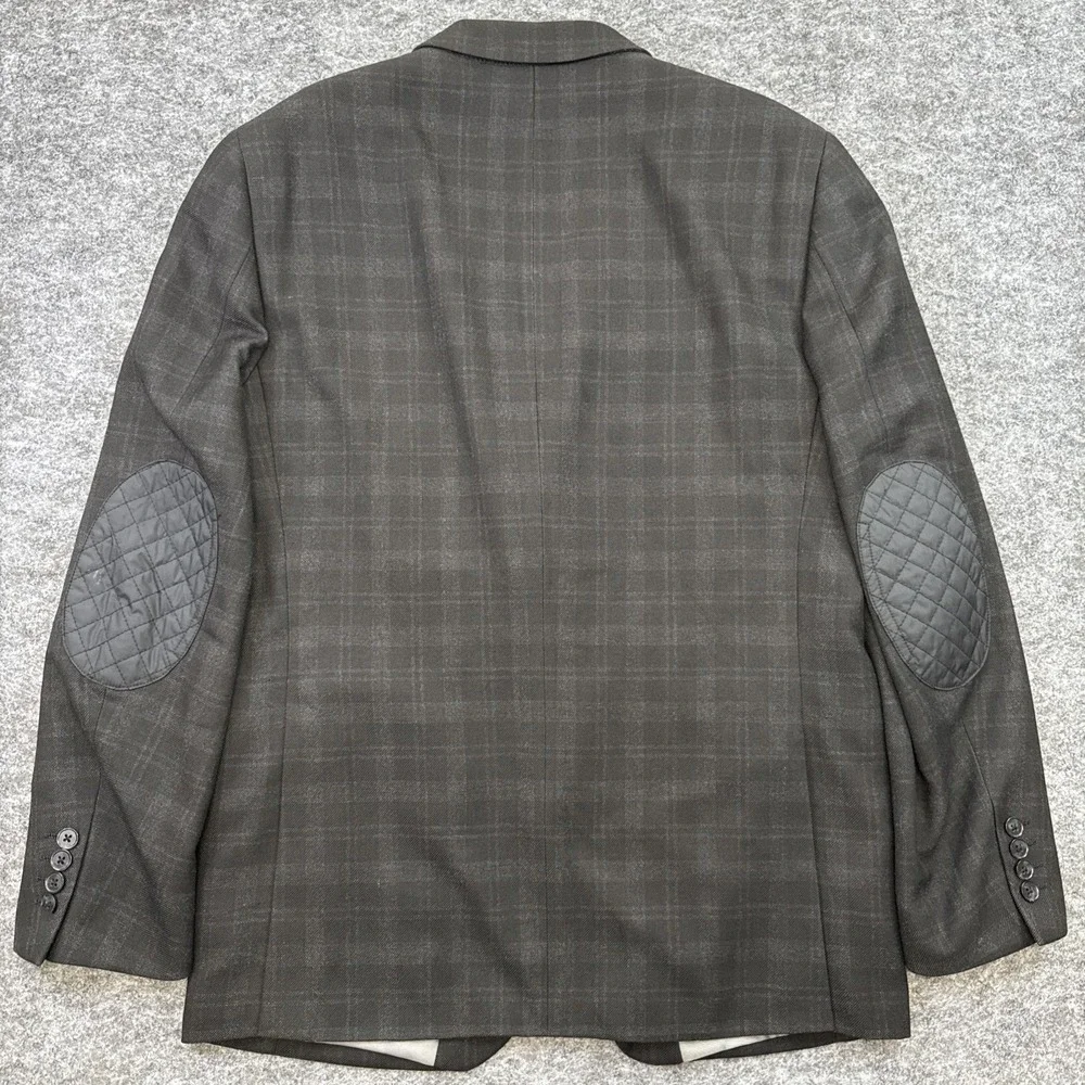 The Savile Row Co London Aberdeen‎ sport coat men's 40R gray plaid elbow patches